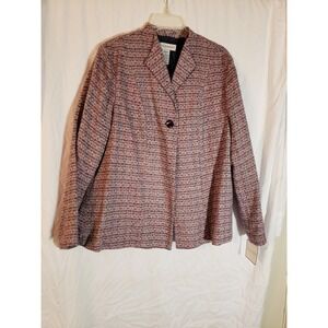 Women's Sag Harbor Multicolor Tweed Jacket Size 16 (H228)